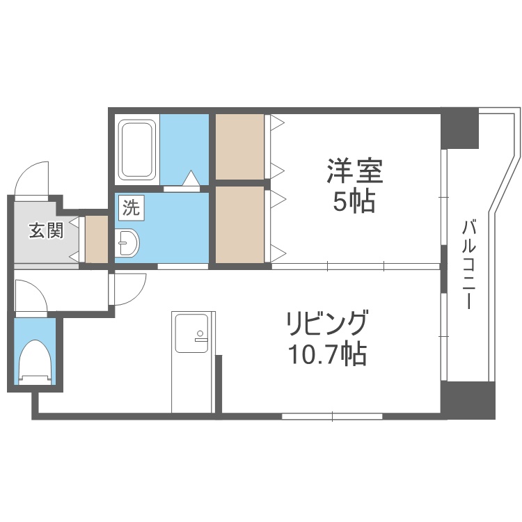 1LDKの間取り（参考図面）