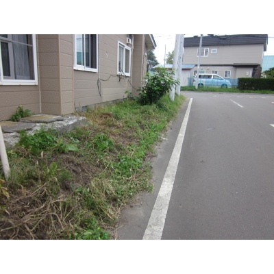 側面道路側は法面になっています