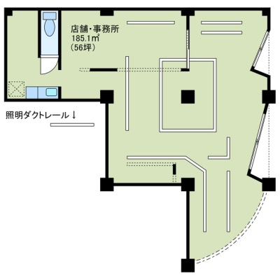 店内ダクトレール設置有(残置物)内装工事可能(応相談)