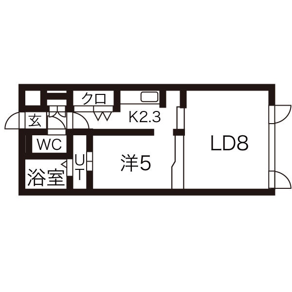 LD8帖・洋室5帖・K2.3帖の1LDK