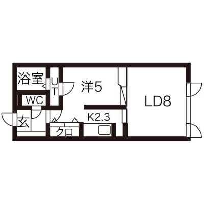 LD8帖・洋室5帖・K2.3帖の1LDK