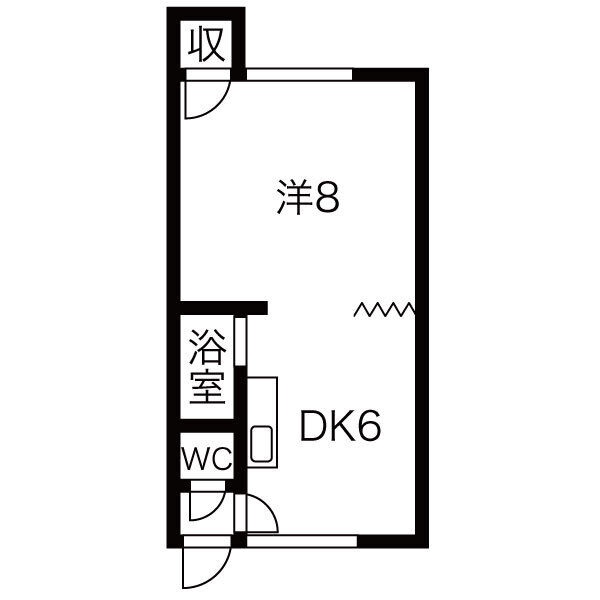 DK6帖・洋室8帖の1DK