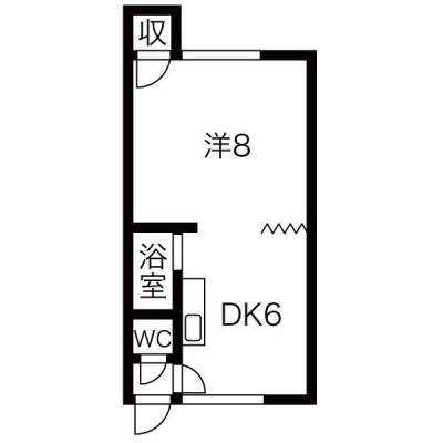 DK6帖・洋室8帖の1DK