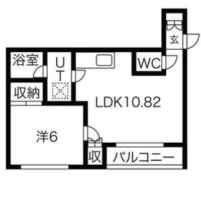 LDK10.82帖と洋室6帖の1LDK