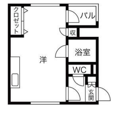 洋室10帖・バストイレ別の1R