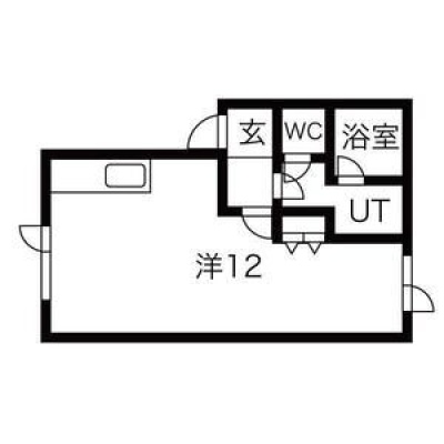 洋室12帖・バストイレ別の1R