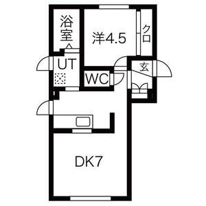 DK7帖と洋室4.5帖の1DK