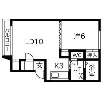 LD10帖・K3帖・洋室6帖の1LDK