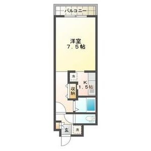 洋室7.5帖・キッチン1.5帖の1K