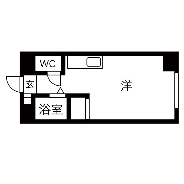 306号室・ワンルームの間取り