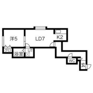 LD7帖・K2帖・洋室5帖の間取り