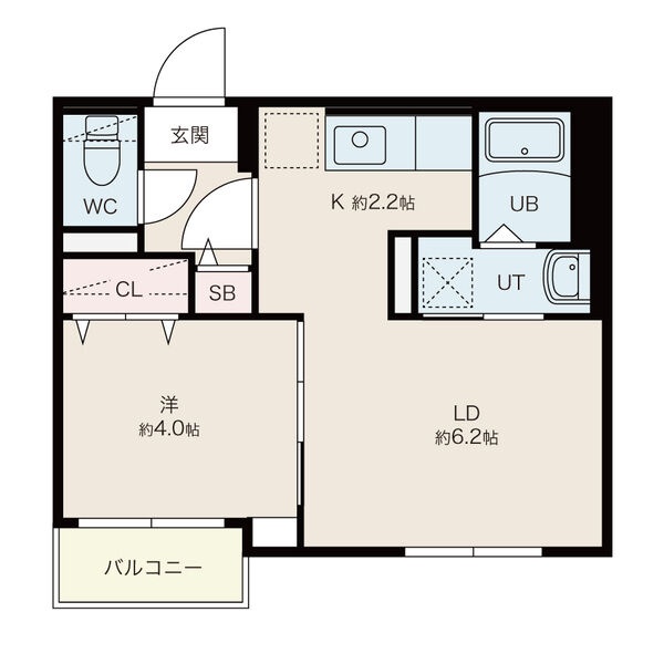 305号室Aタイプ1LDK間取り図