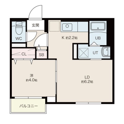 305号室Aタイプ1LDK間取り図