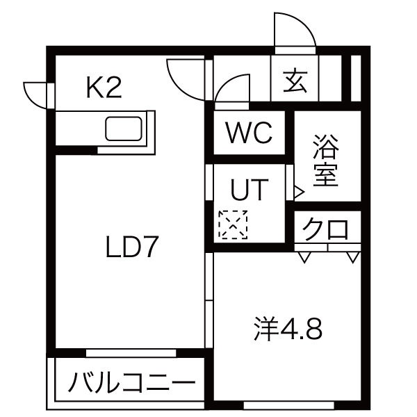 301号室1LDKタイプ間取り図