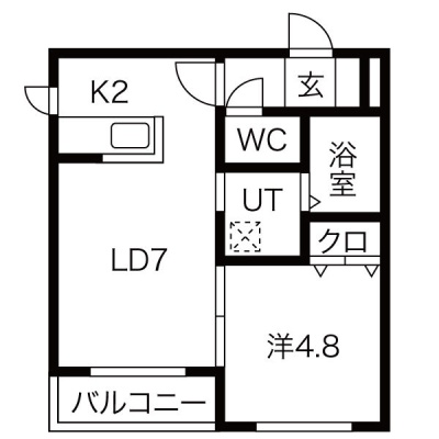 301号室1LDKタイプ間取り図
