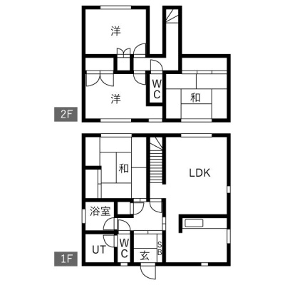 102.68㎡の4LDK。1階・2階の間取りをご確認ください。