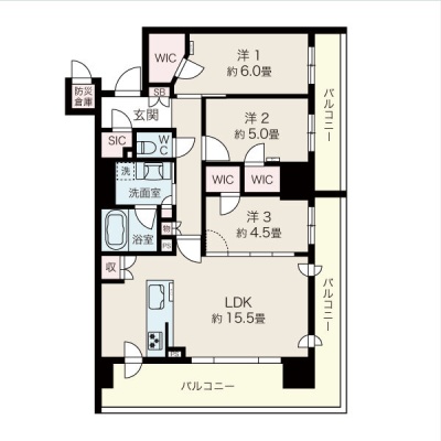 3LDK・76.84㎡の間取り