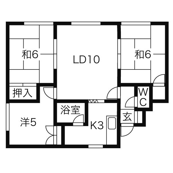 ＬＤ１０帖と３居室、６８．３㎡の３ＬＤＫ