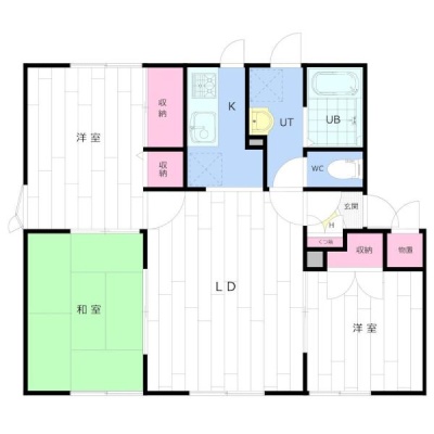 102号室の3LDK間取り