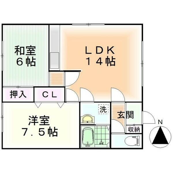 LDK14帖・洋室7.5帖・和室6帖の2LDK