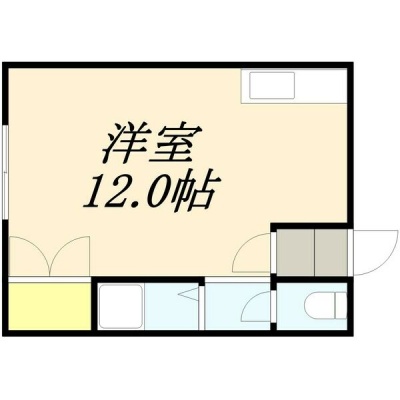 洋室12帖・バスとトイレが別の間取り
