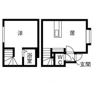 1DKメゾネットの間取り