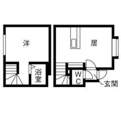 1DKメゾネットの間取り
