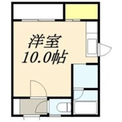 洋室10.0帖のワンルーム間取り図。