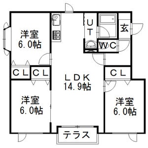 LDK14.9帖・洋室6帖が3室