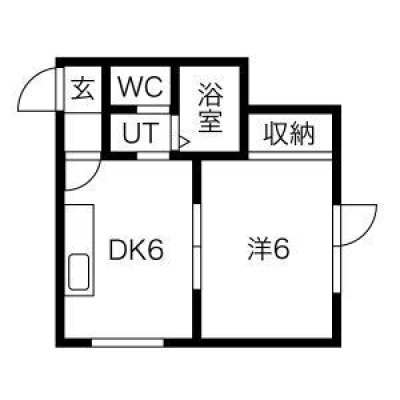 206号室・1DKの間取り
