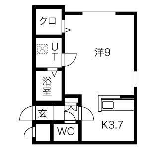 301号室・1Kの間取り