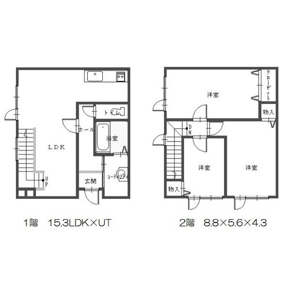 3LDKメゾネットの間取り