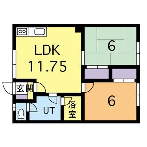 101号室 2LDK（LDK11.75・和6・洋6）