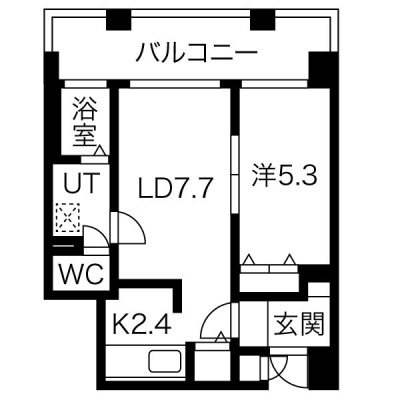 居間と洋室を分けた１ＬＤＫ