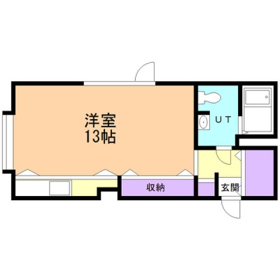 1K・洋室13帖の間取り