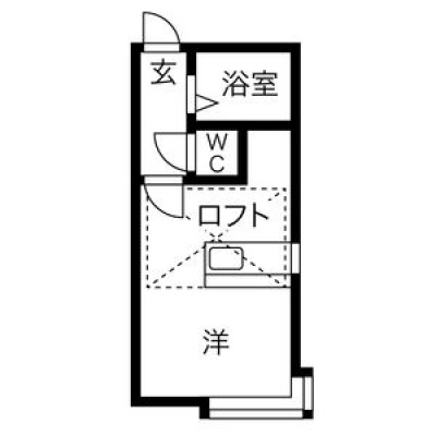 洋室とロフトのあるワンルーム