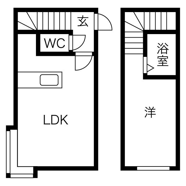 メゾネットタイプの1LDK