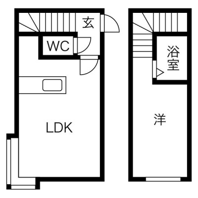 メゾネットタイプの1LDK