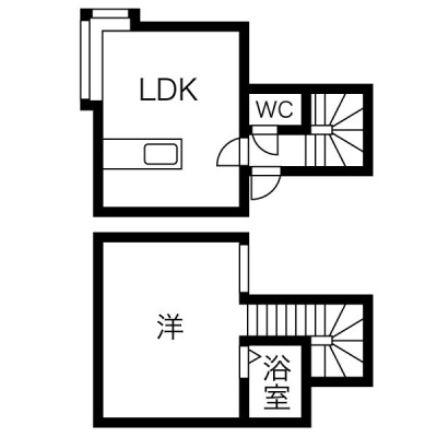 メゾネットタイプの1LDK