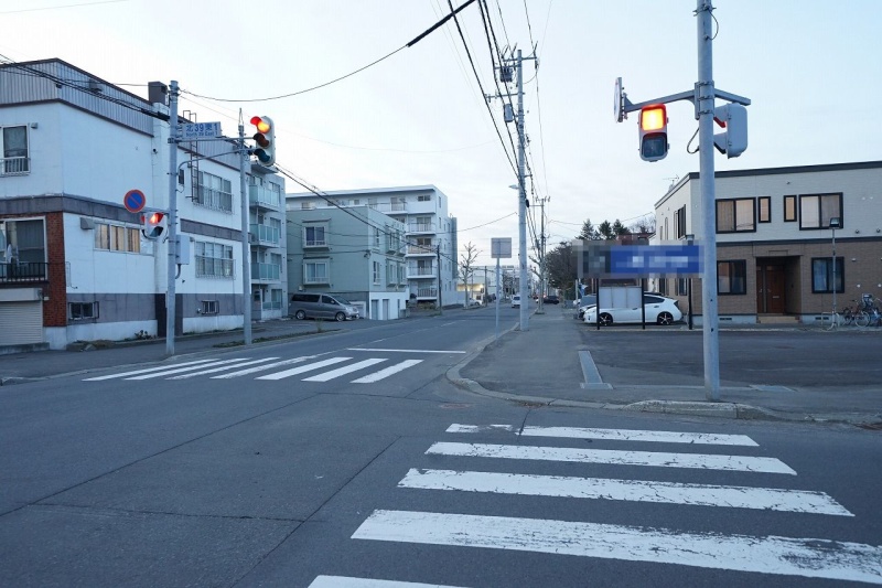 南東側道路　幅員14.54ｍ　※2021年4月撮影