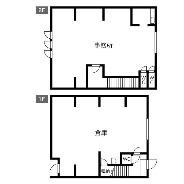 1階倉庫74.12㎡・2階事務所75.35㎡