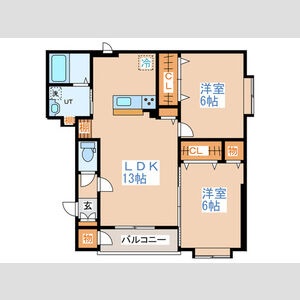 LDK13帖・洋室6帖が2室の2LDK