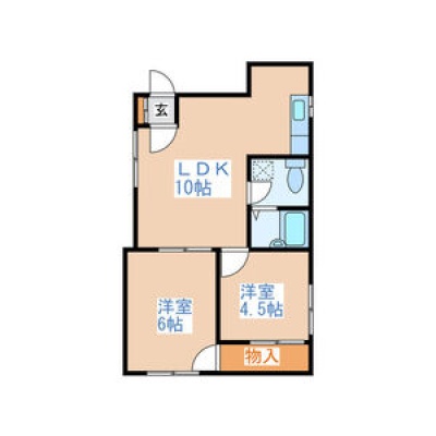 LDK10帖・洋室6帖と4.5帖の2LDK