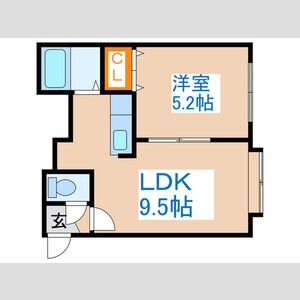 1LDK／LD7.5帖・K2帖・洋室5.2帖