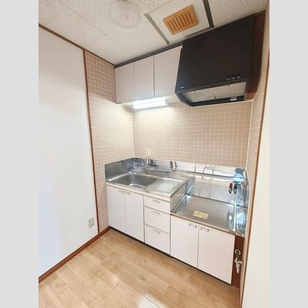 収納と換気扇のあるキッチン
