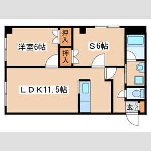1SLDK・LDK11.5帖/洋6帖/S6帖