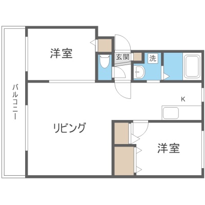 2LDKの間取り図