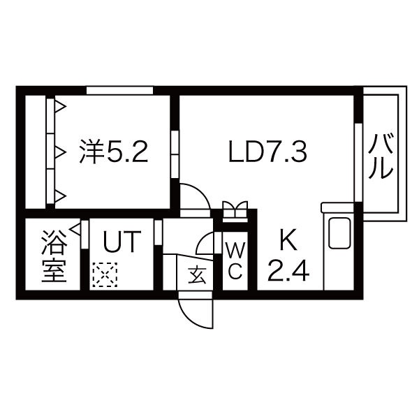 205号室の1LDK間取り