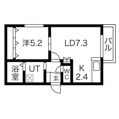 205号室の1LDK間取り