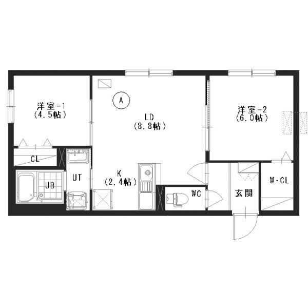 3号室タイプ・2LDKの間取り